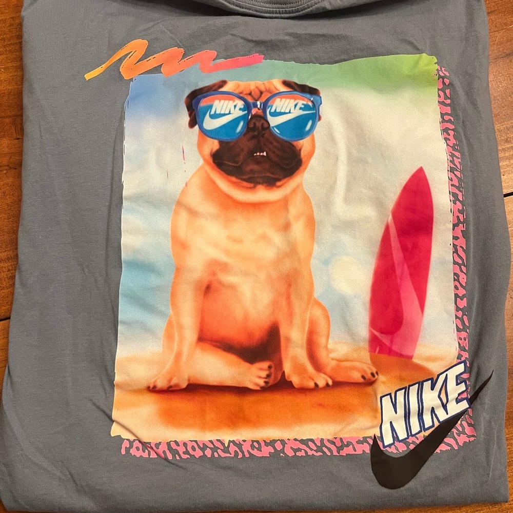 NWOT- Nike Gray Short Sleeve Shirt-  Pug Graphic